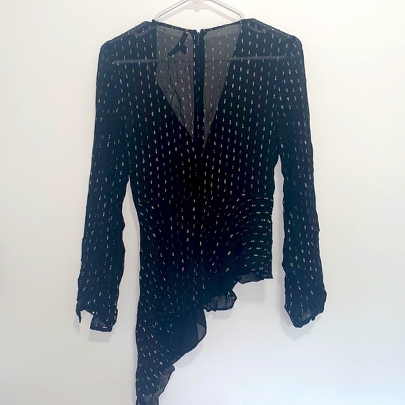 Chelsea and Walker Iman Metallic Silk Blouse Top - Picture 10 of 14